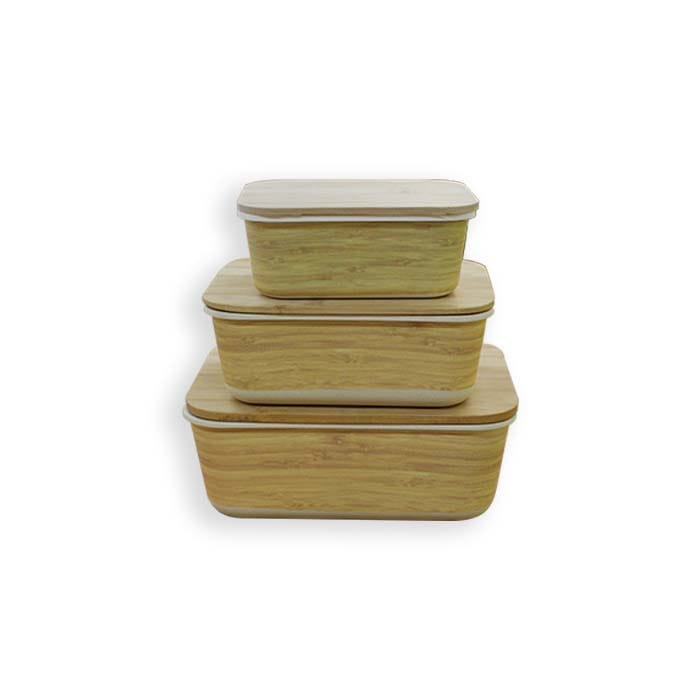 Aveco rectangle food jar with natural bamboo lid Bamboo cup